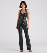 Major Slay Faux Leather Wide-Leg Pants